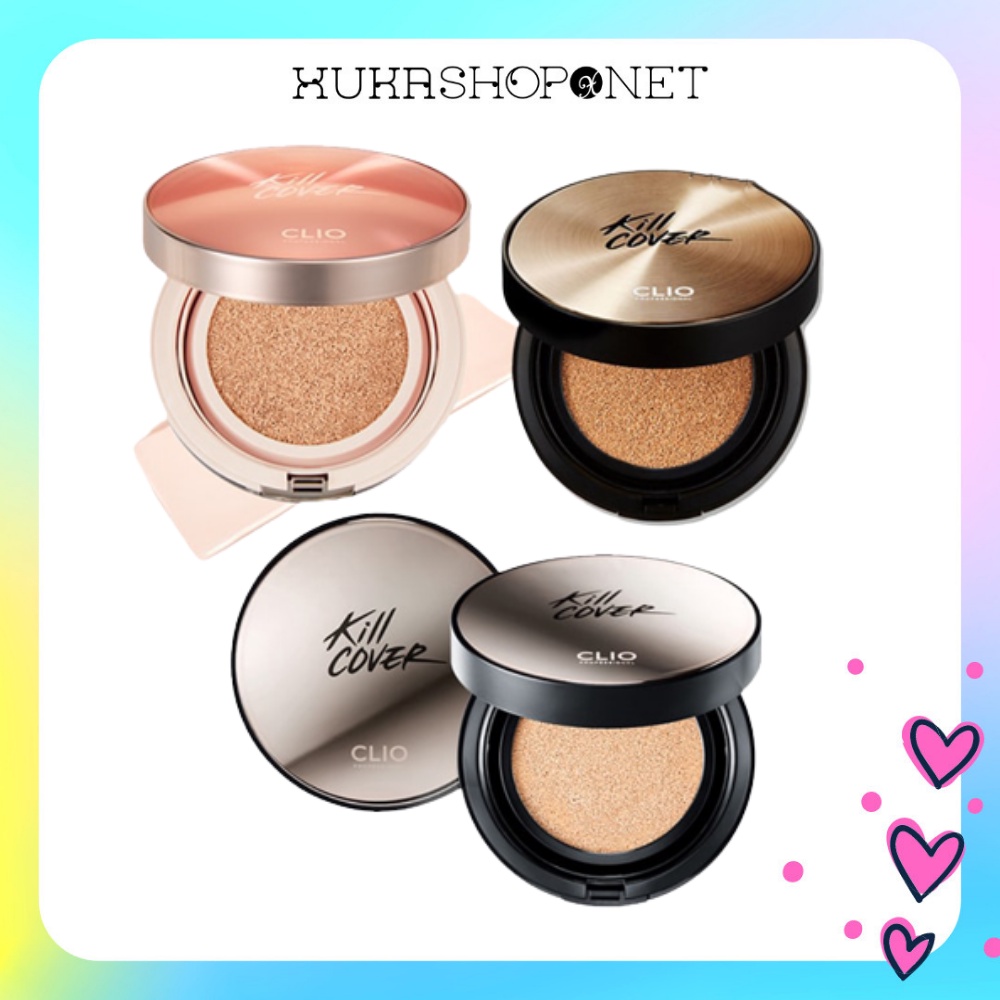 Set phấn nước phấn nước Clio Kill Cover Cushion SPF 50+ lâu trôi, mịn da 30g