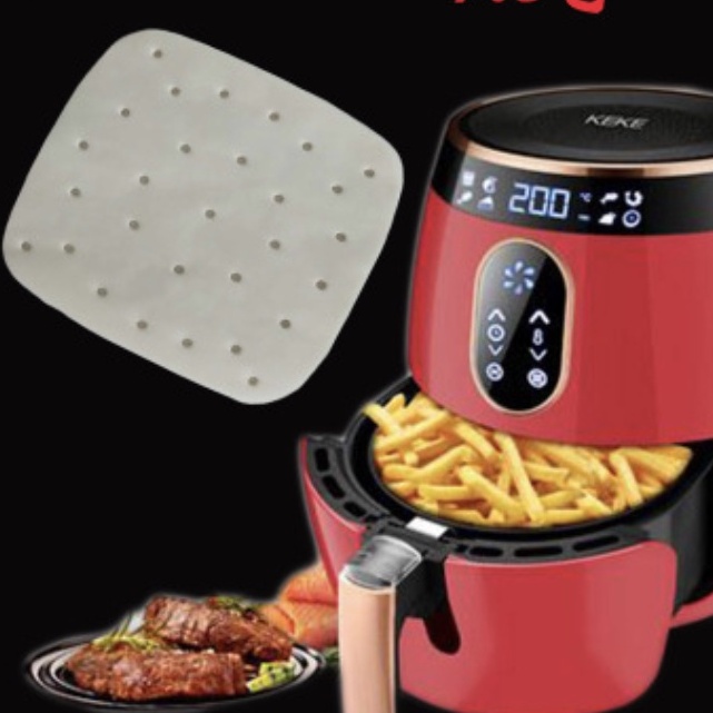 Giấy nến vuông nồi chiên không dầu đục lỗ cắt sẵn size 20 cm 21.6 cm 23cm