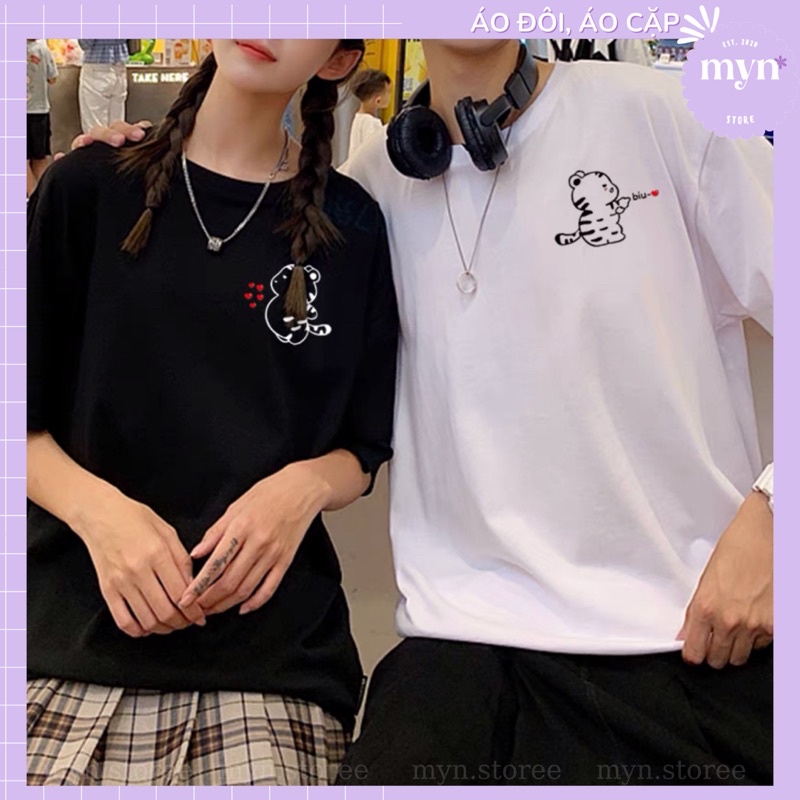 Áo phông cặp Áo đôi Unisex tay lỡ chất liệu cotton thun co giãn nhẹ mặc siêu thoáng mát