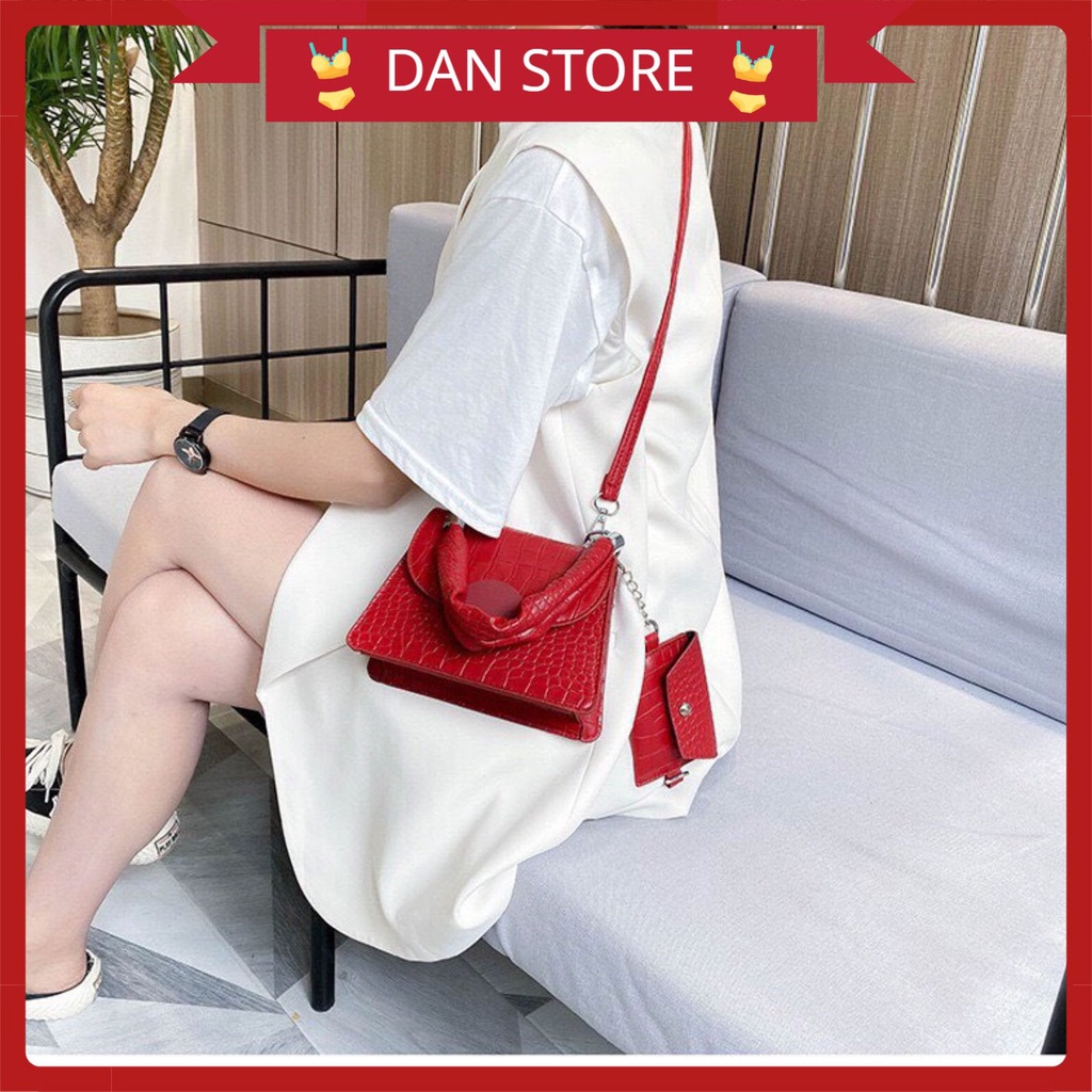 Túi Xách NữTặng Quà Túi Xách da PU cao cấp đeo chéo có vân kèm ví nhỏ xinh MÃ 7771