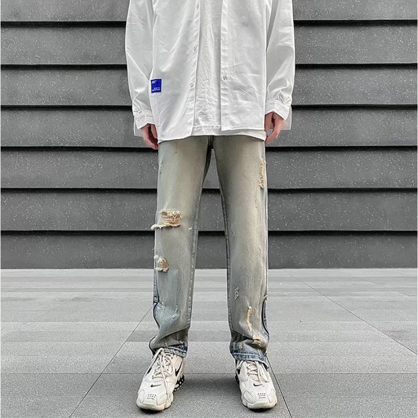 Quần Jeans Nam Dáng Rộng quần jean nam ống suông Phong Cách Thời Trang quần jean nam co giãn  Hàn Quốc quần bò nữ quần ống suông