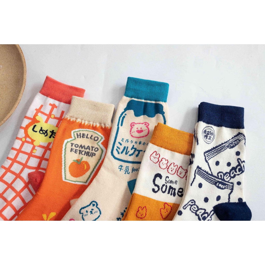 Vớ Cotton Cổ Trung Họa Tiết Hoạt Hình Phong Cách Nhật Bản Dễ Thương Thời Trang Cho Nữ