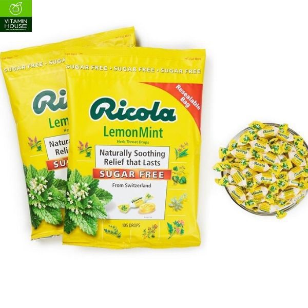 Kẹo Ngậm Ricola Sugar Free Lemon Mint Drops 105v