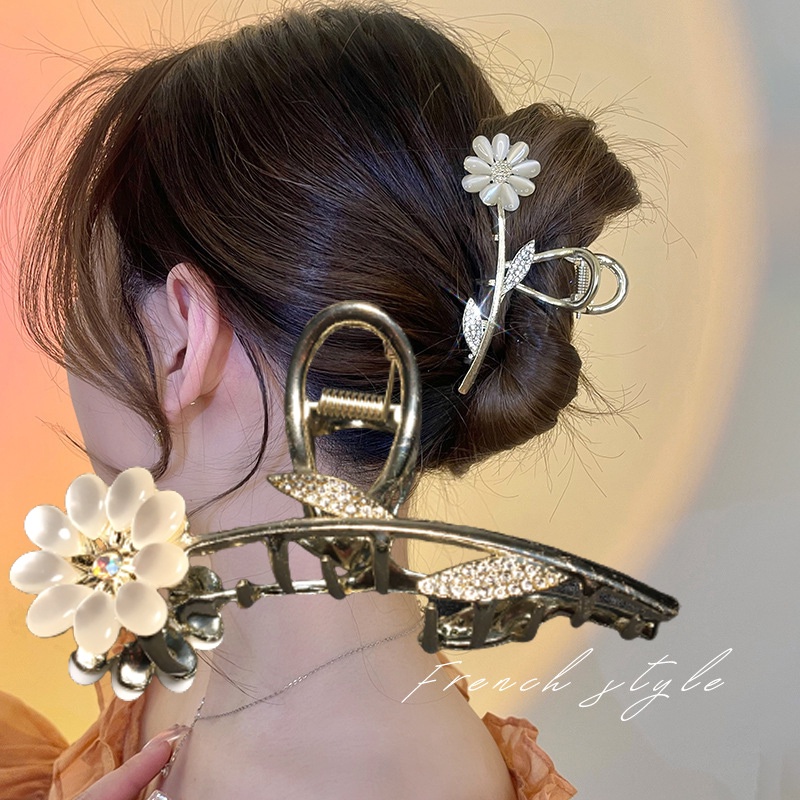 Kẹp Tóc Kim Loại Cỡ Lớn Kiểu Hàn Quốc Xinh Xắn Cho Nữ (đính đá, ngọc)