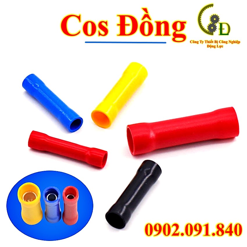 Đầu cos nối thẳng BV8 /14 /22 /38 20cái, cốt bấm nối dây điện 8mm 14mm 22mm 38mm bằng đồng bọc nhựa