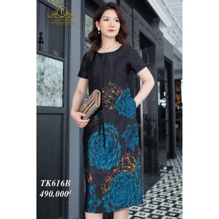 Đầm suông trung niên thời trang Ladyshop váy lụa cao cấp TK616