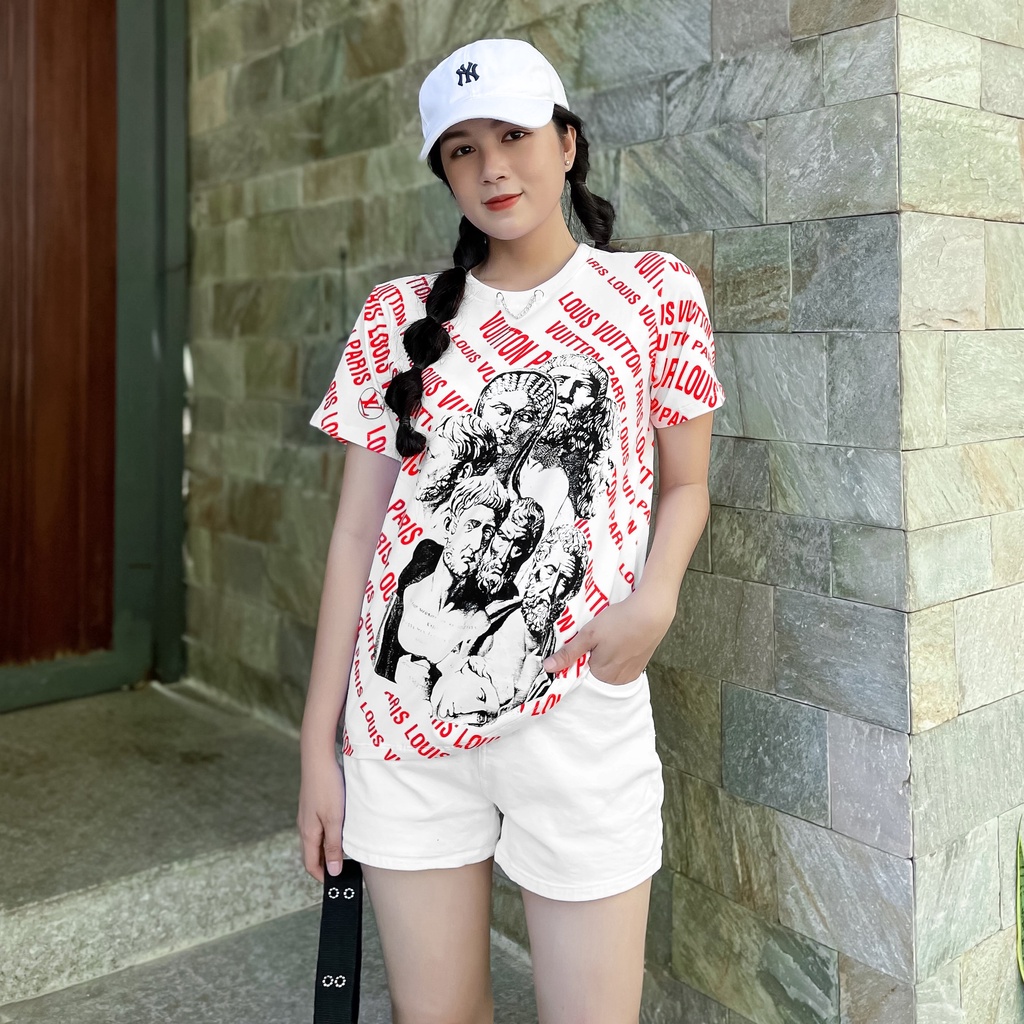 Áo Thun L.V Hàng VNXK Hình In Lớn,Chất Thun Mềm Mịn