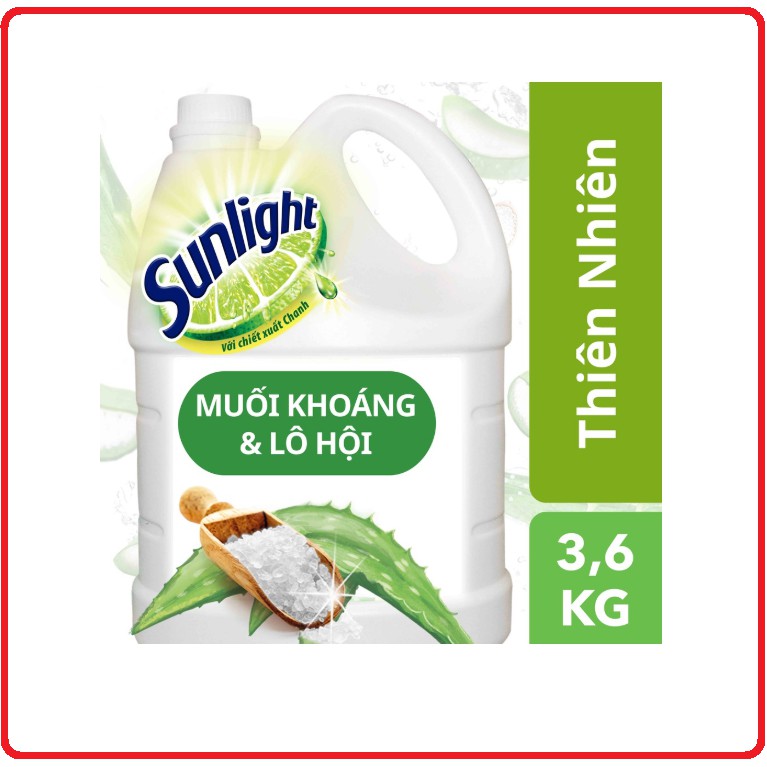 Nước Rửa Chén SUNLIGHT Thiên Nhiên Muối Khoáng & Lô Hội Can 3,6Kg