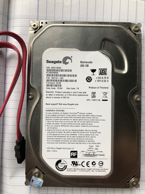 HDD seagate baracuda 250 GB mới 95% cài sẵn win 7 hoặc cài theo yêu cầu của khách hàng.