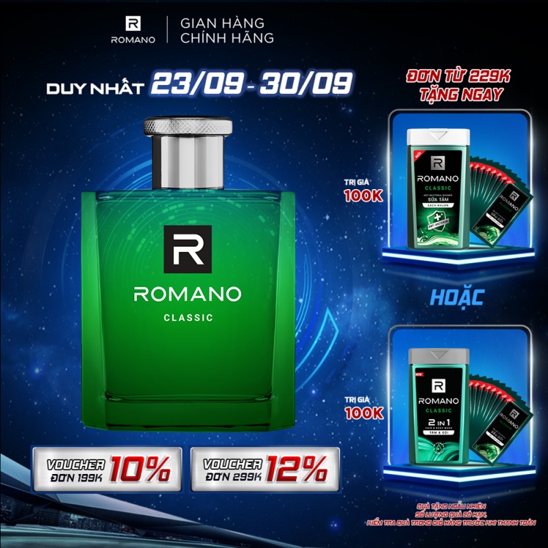 Nước hoa cao cấp dành cho nam Romano Classic hương thơm cổ điển mạnh mẽ 100ml/chai