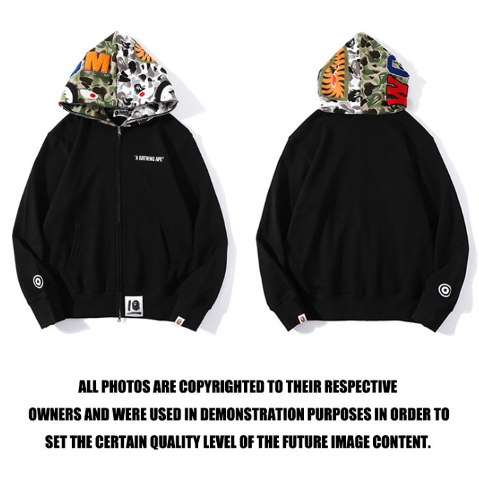 Mới Áo Khoác Hoodie Bape Họa Tiết Cá Mập Màu Đồng Cổ Điển