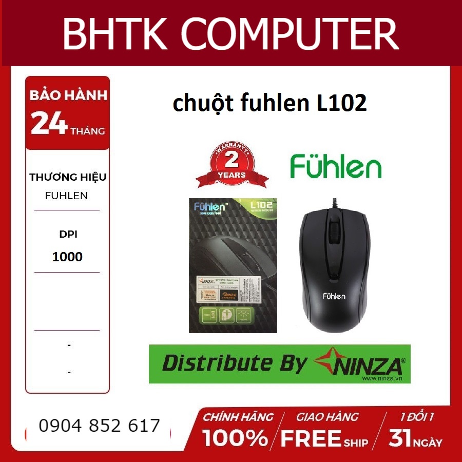 chuột fuhlen L102- chuột máy tính văn phòng giá rẻ có tem chống giả bảo hành 12 tháng