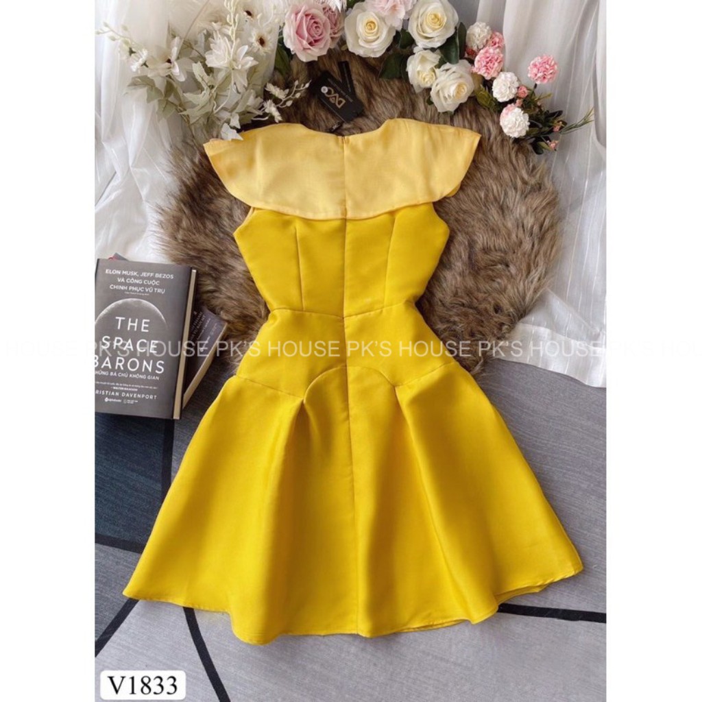 Váy Thiết Kế Dáng Xoè Ngắn Cổ B Thêu Bướm V1833, Đầm Thiết Kế Chất Liệu Mango Cao Cấp - PK Official