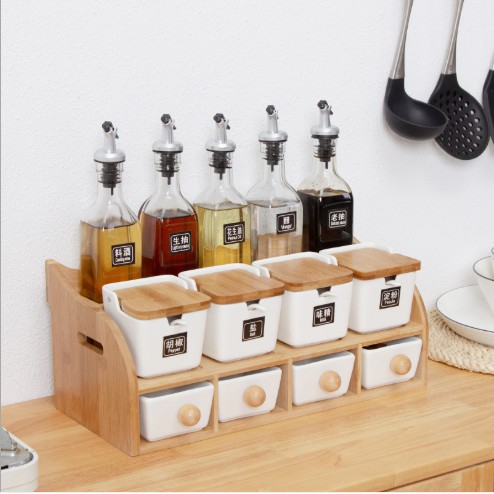 (nhiêu màu) bộ hũ, chai đựng gia vị 13 chi tiết gốm sứ tặng kèm kệ (hàng có sẵn)