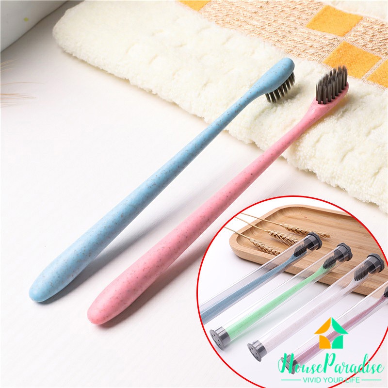 Bàn Chải Đánh Răng Sợi Tre Lông Mềm Thiết Kế Nhỏ Gọn Tiện Dụng