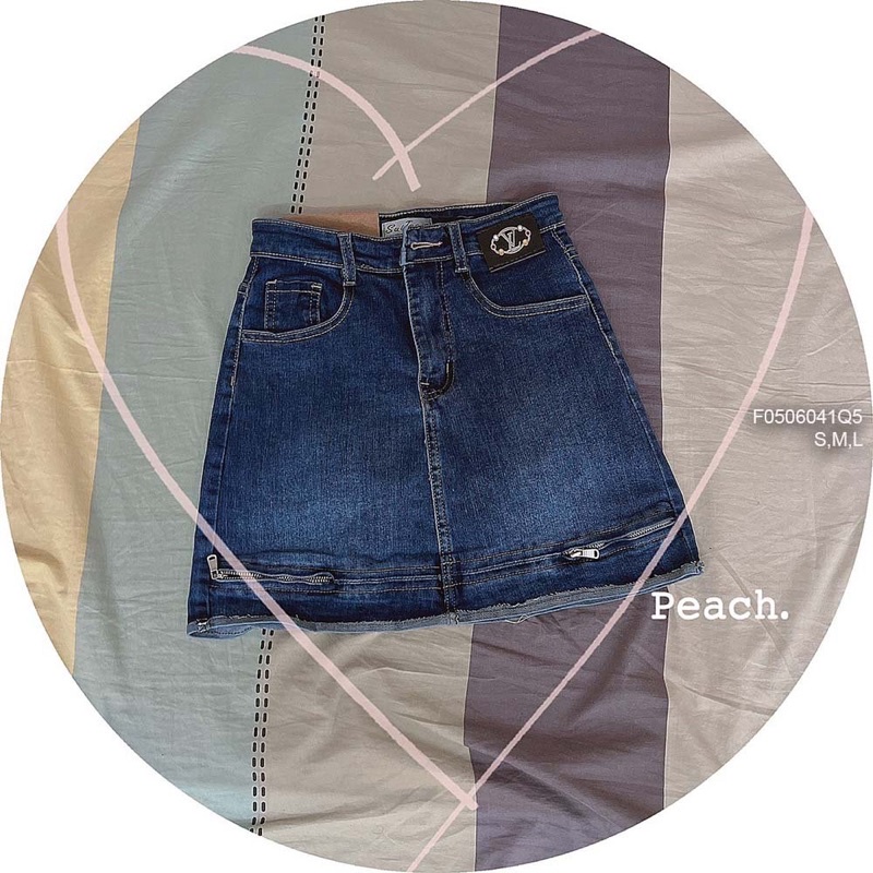 Chân váy jeans phối khóa kéo