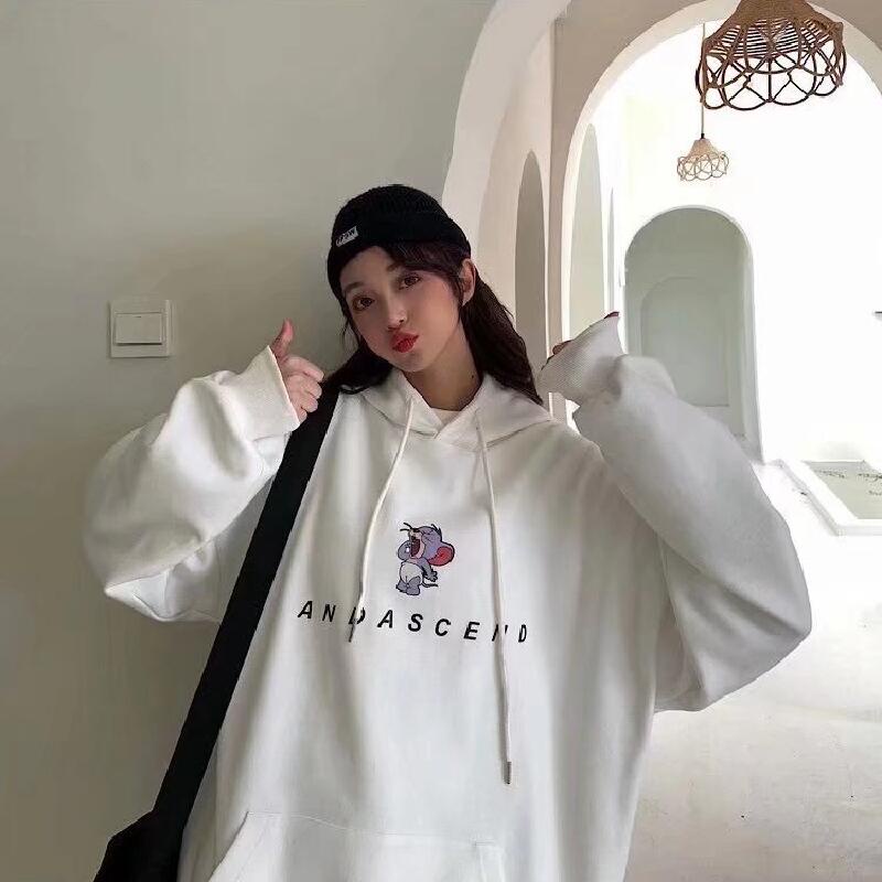 Áo Hoodie Tay Dài Dáng Rộng In Chữ Và Hoạt Hình Thời Trang Mùa Đông Nhật Bản Cho Nam Size M-8XL