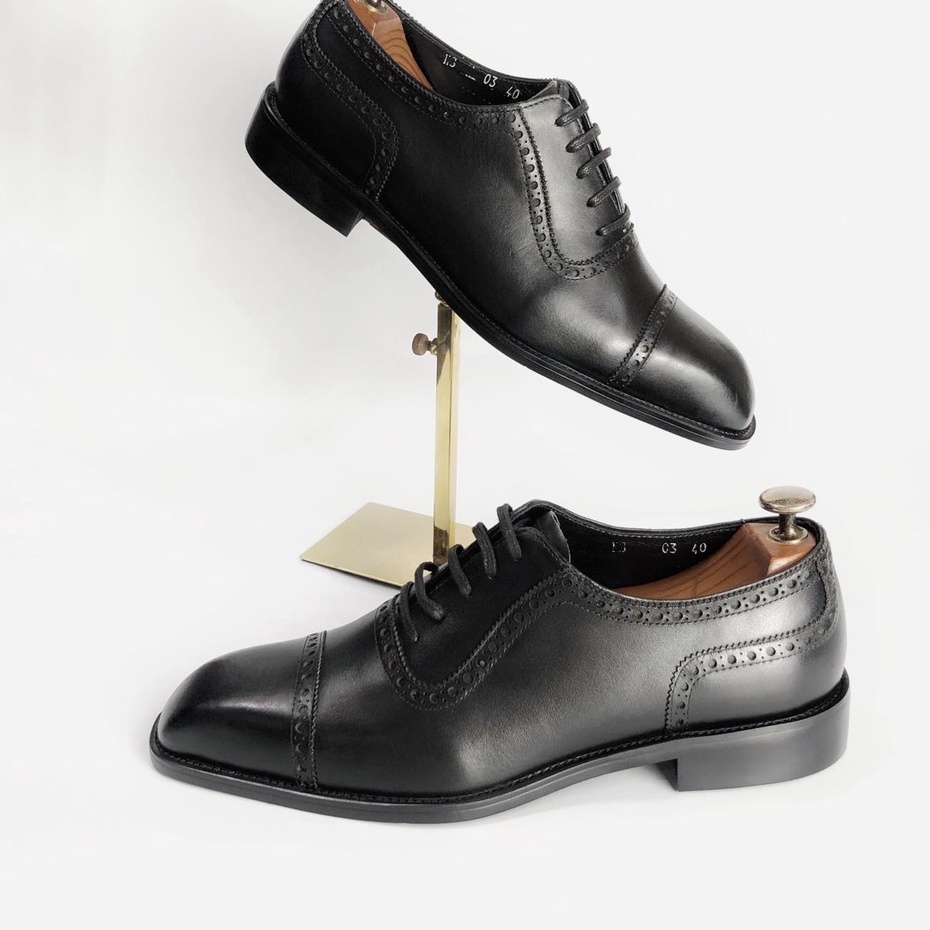 Giày da nam kiểu Oxford cao cấp đế gỗ phíp da bò thật bh 1 năm - Mã T150