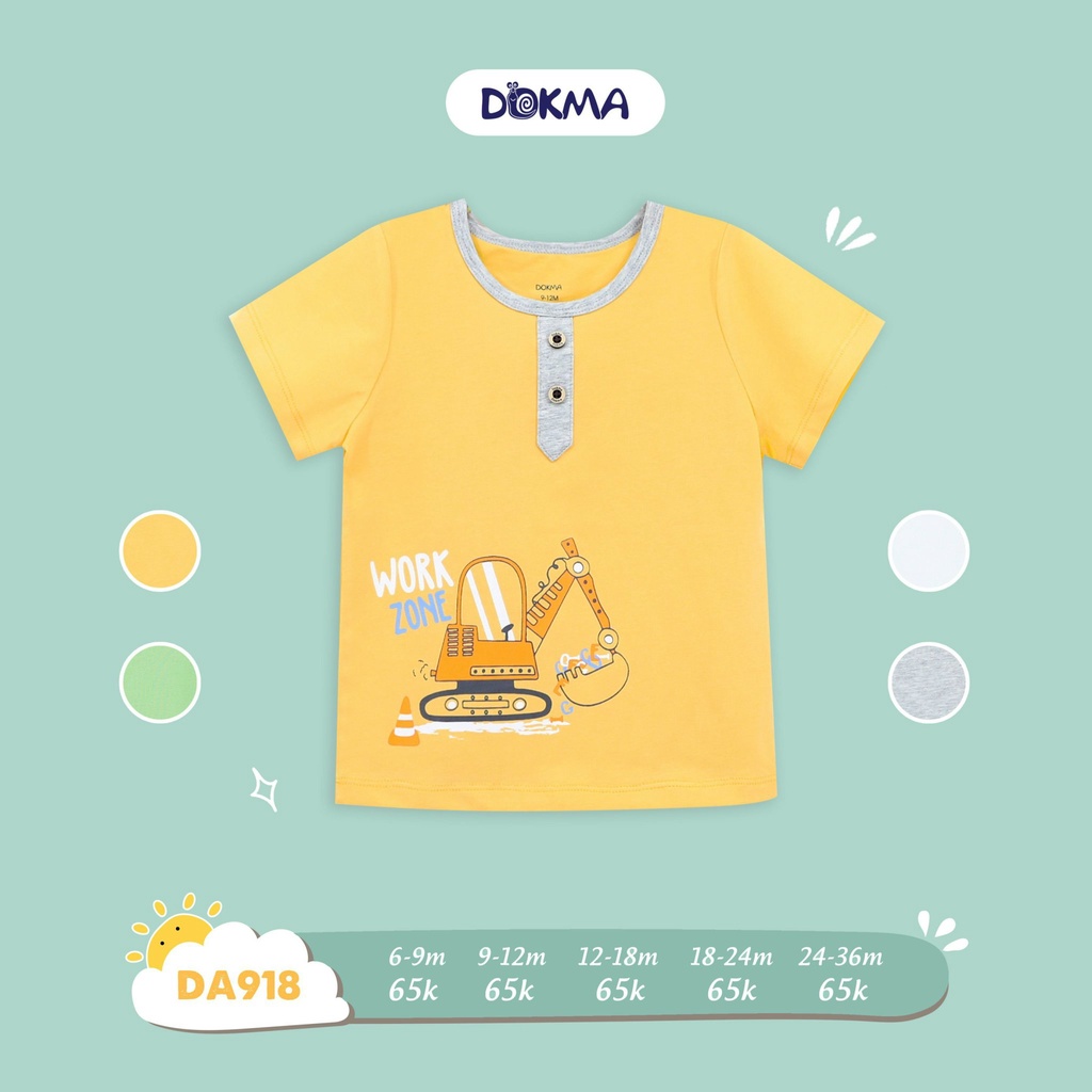 DA918 Áo cộc tay bổ trụ cotton Dokma (9-36M)