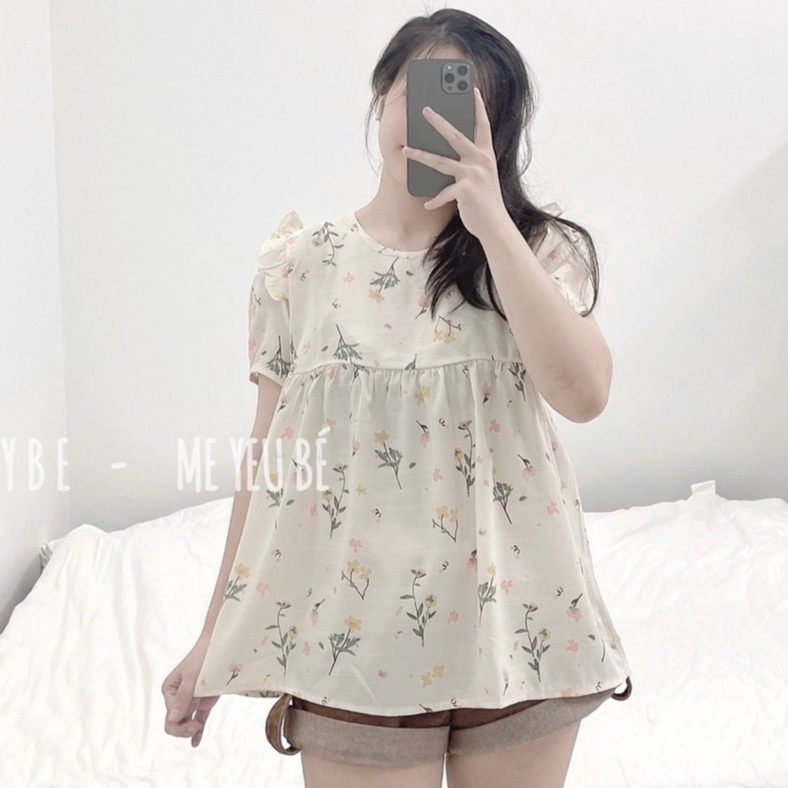 Áo bầu mùa hè babydoll công sở mặc nhà vải đũi mát thiết kế MEYBE ABN-1