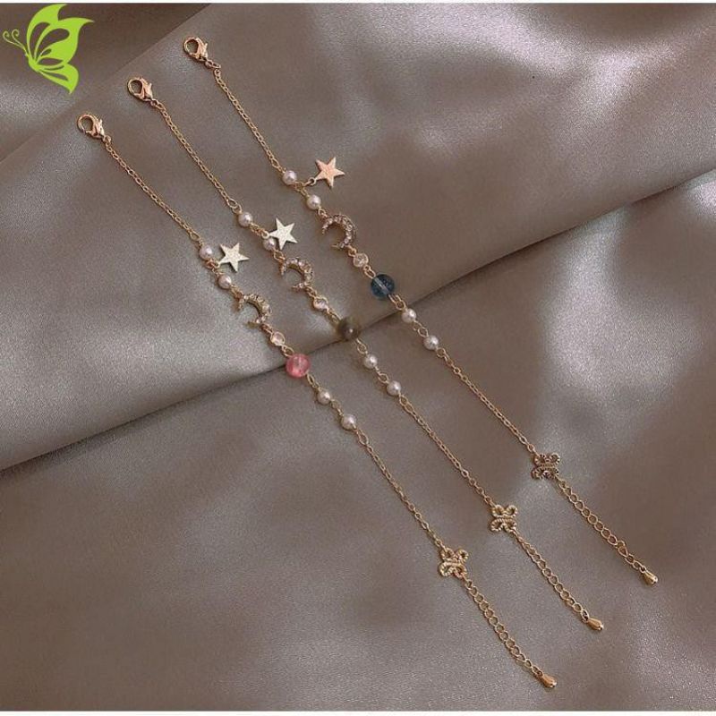 Vòng đeo tay mặt hình ngôi sao,mặt trăng dễ thương phong cách Hàn Quốc