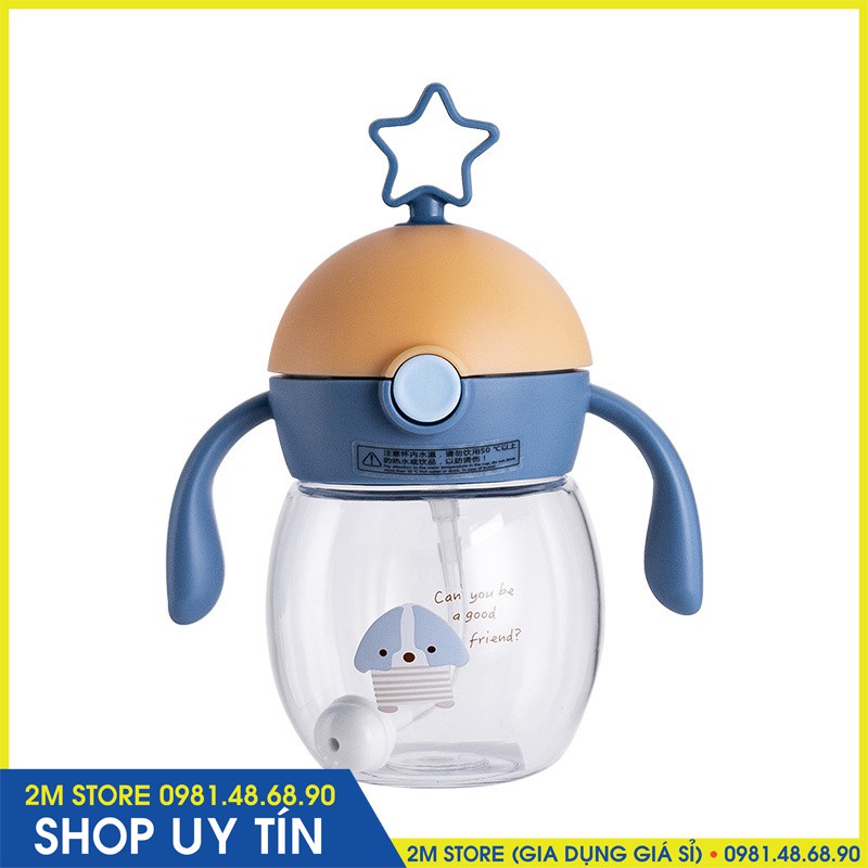 (MẪU MỚI) Bình Tập Uống Nước Cho Bé Đầu Ngôi Sao (Tặng Kèm 1 Chổi Vệ Sinh Ống Hút + 1 Vòi Hút Thay Thế)