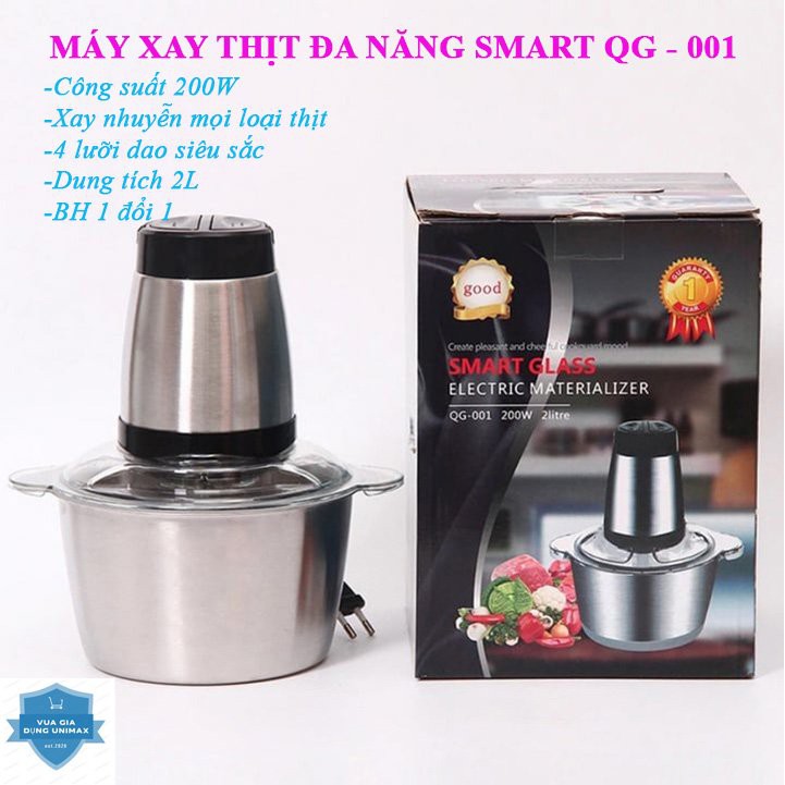 (BH 1 đổi 1) MÁY XAY THỊT ĐA NĂNG SMART GLASS ELECTRIC MATERIALIZER QG - 001 công suất 200W xay nhuyễn mọi loại thịt