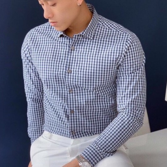 Áo sơ mi nam đẹp hàn quốc dài tay cao cấp kẻ F8888 loại đẹp Caro006