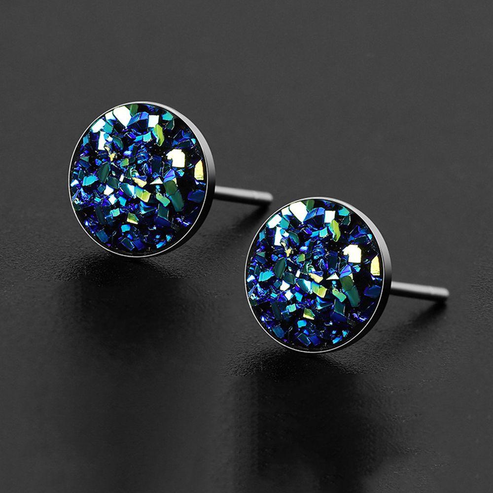 Khuyên Tai Mã Não Màu Tím / Đen Đơn Giản Cá Tính Cho Nam Và Nữ|Khuyên Tai Phong Cách Hip Hop Cá Tính Cho Nam