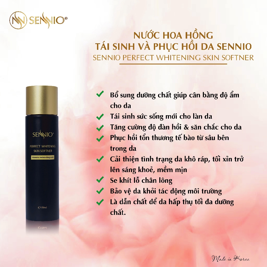 [HÀNG NHẬP KHẨU] Nước Hoa Hồng Tái Sinh Và Phục Hồi Da SENNIO Perfect Whitening Skin Softner