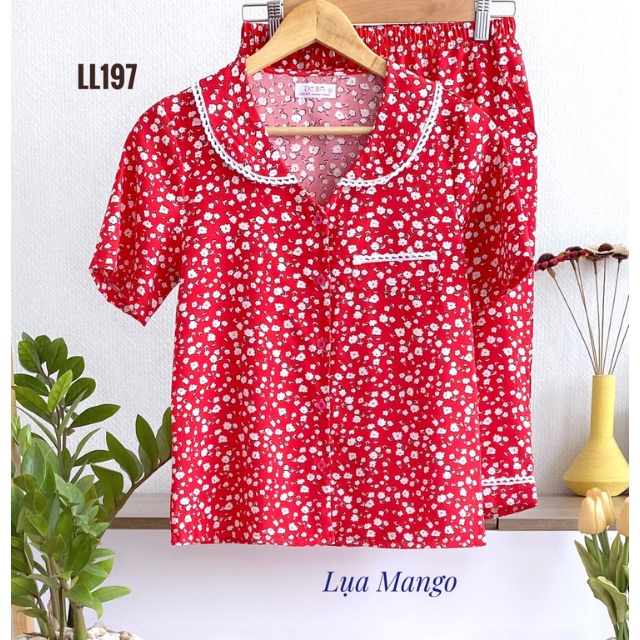 Đồ Bộ Nữ Mặc Nhà LUCKY Lửng Pijama Cổ Sen Xinh Xắn Vải Mềm Mát