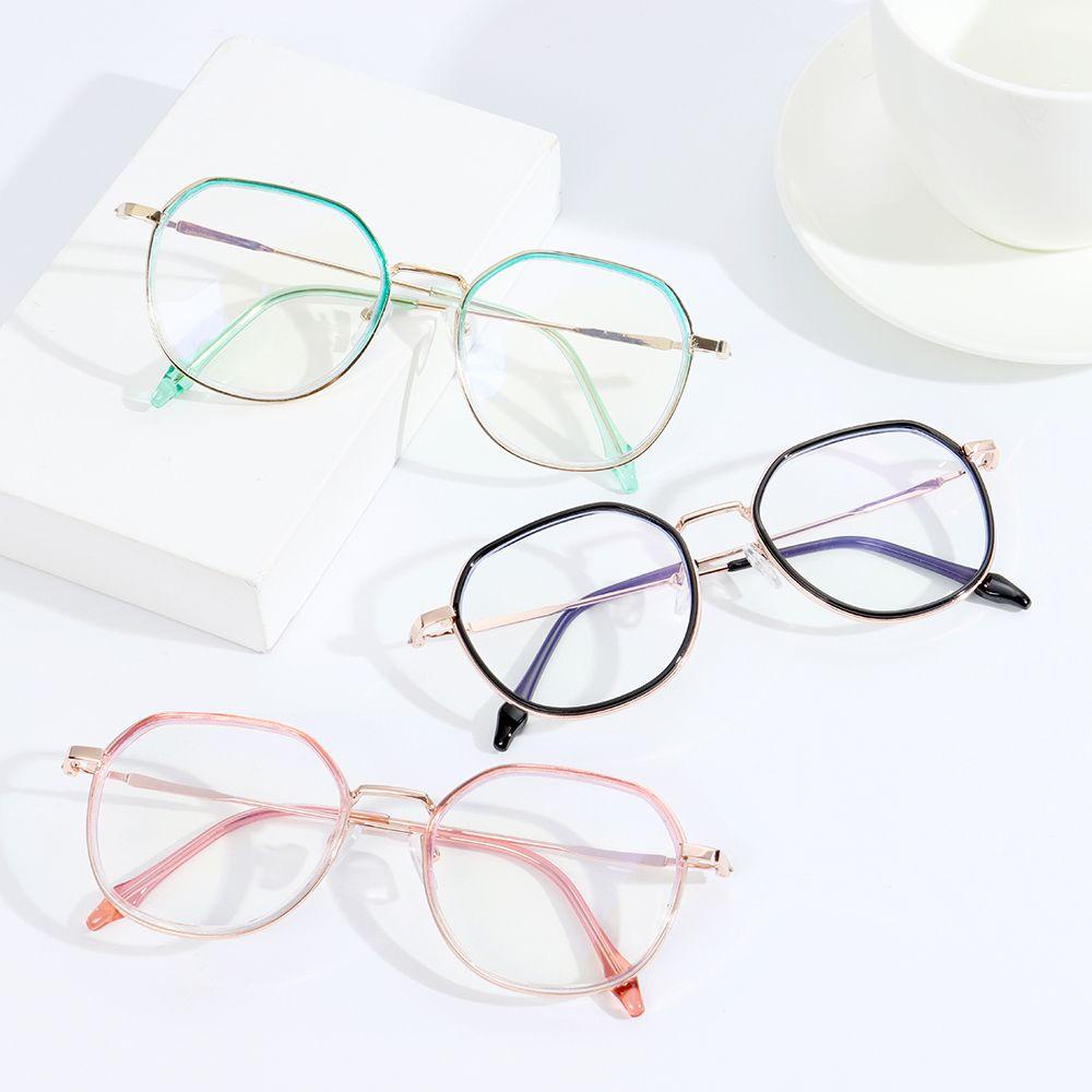 Mắt Kính Gọng Tròn Siêu Nhẹ Chống Tia UV Màu Xanh Dương