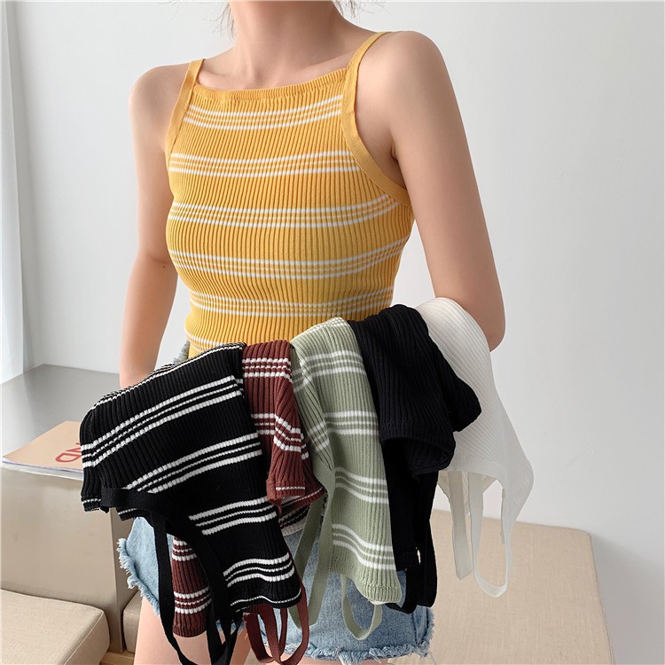 Áo dệt kim hai dây dáng ôm gợi cảm cho nữ
