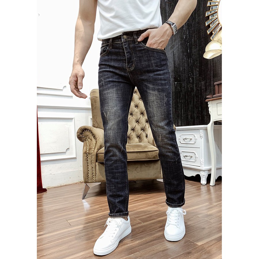 Quần Jeans Nam Đen Xước Phong Cách 2STOREGLE Thời Trang Hàn Quốc Chất Đẹp