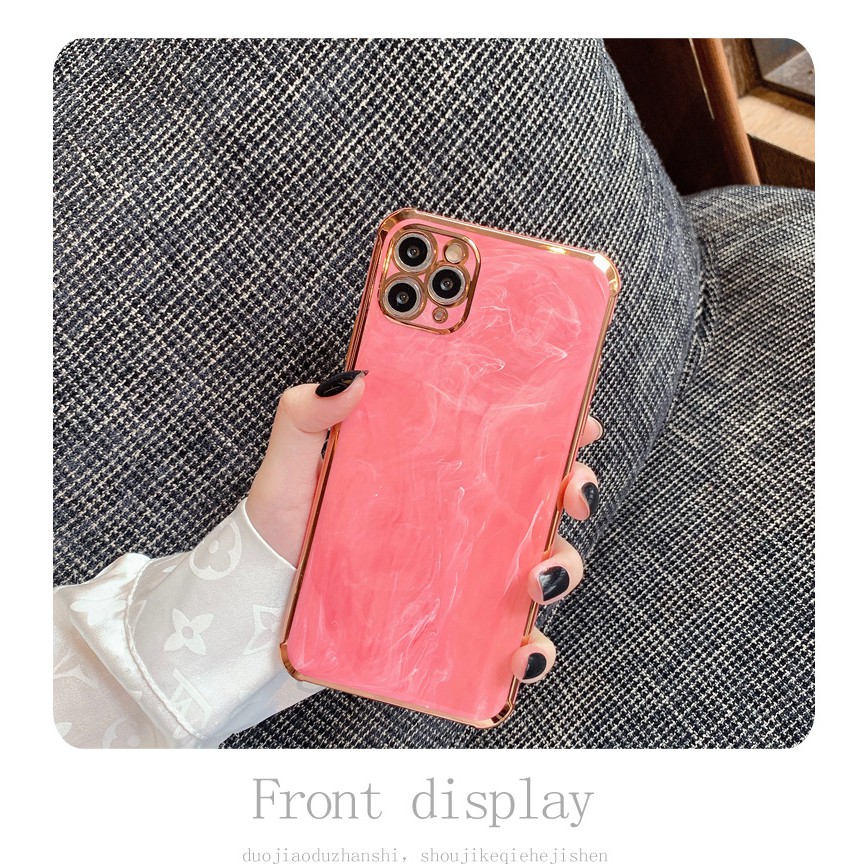 iPhone 12 Pro Case Luxury Marble Electroplated Gold Plating Back Cover iPhone 11 12 Pro Max XS X Casing Soft Silicone