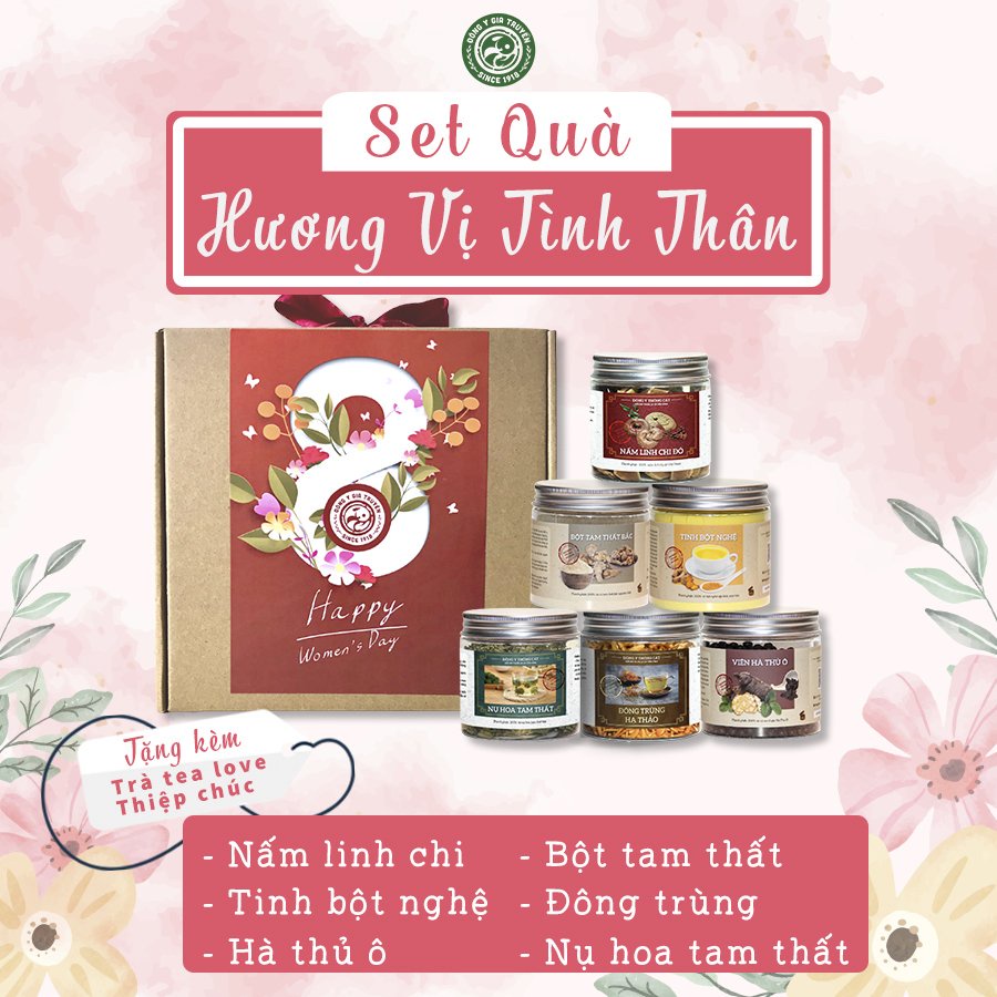 Set quà tặng 8/3 Hương Vị Tình Thân THÔNG CÁT thảo dược thiên nhiên tặng người yêu, phụ nữ giúp tăng cường sức đề kháng