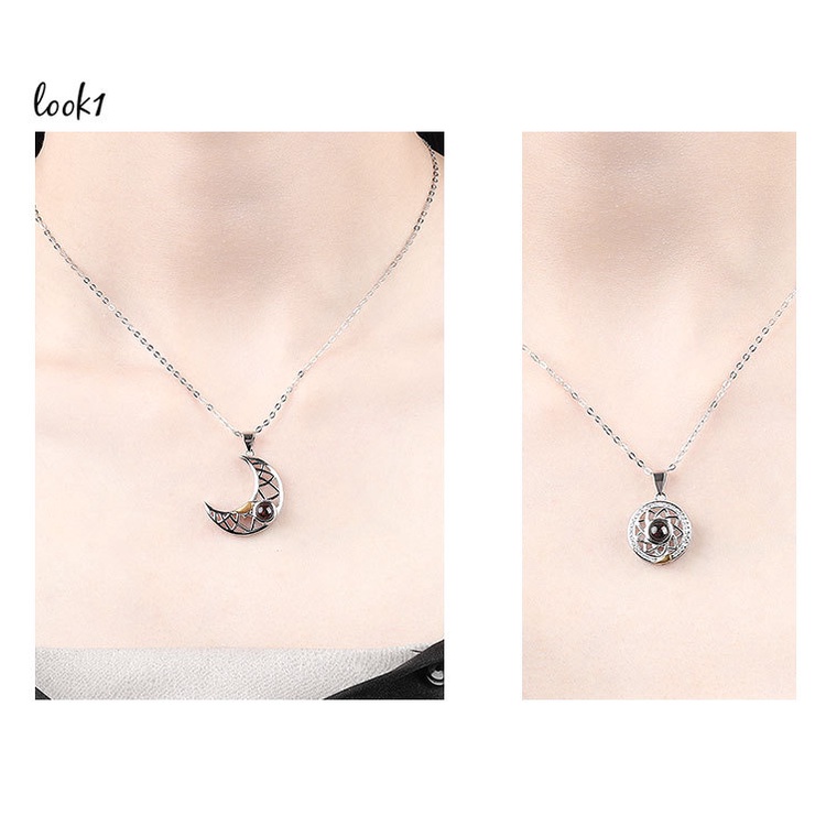 TikTok Vòng cổ cặp đôi từ tính / mặt trăng / mặt trời / mặt trời / cá tính làm quà tặng Valentine