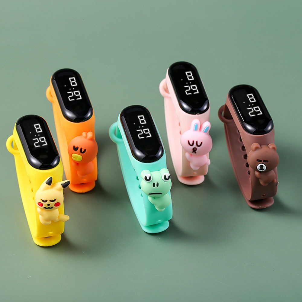 Đồng Hồ Đeo Tay Màn Hình LED Kỹ Thuật Số Chống Thấm Nước Họa Tiết Gấu Pooh Hoạt Hình Cho Bé