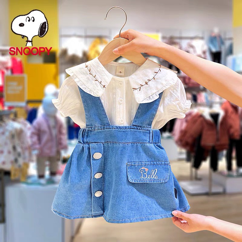 yếm váy bò nơ chaukid bé gái