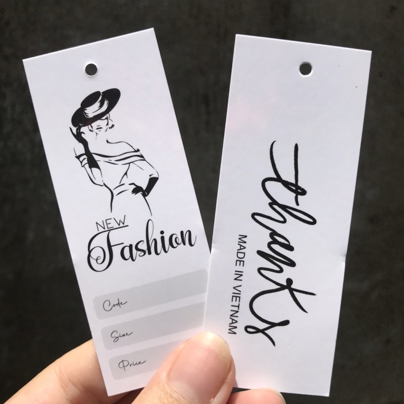 NHÃN MÁC TAG QUẦN ÁO giúp nâng cao thương hiệu quần áo - Giấy bìa cứng cán màng sang trọng 100 cái mẫu 16