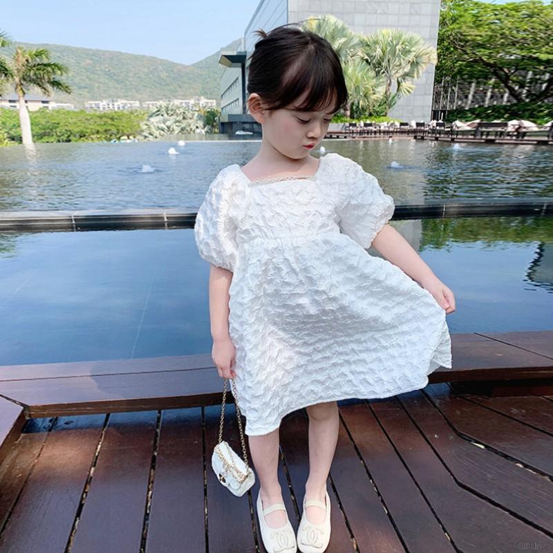Đầm tay phồng thiết kế hợp thời trang cho bé 3-8 tuổi