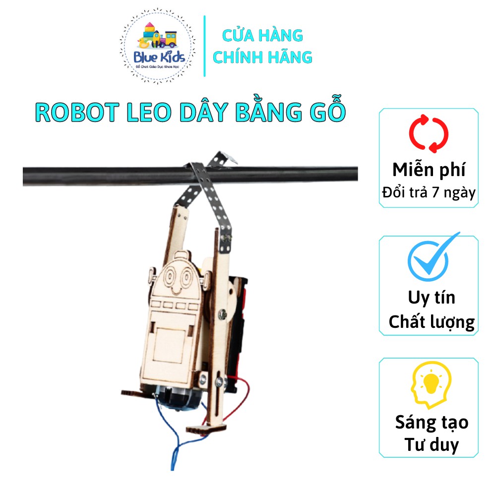 Đồ chơi khoa học STEAM tự làm robot leo dây bằng gỗ, kích thích sáng tạo và phát triển trí tuệ cho bé