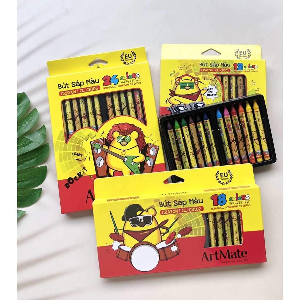 Sáp màu Classmate màu sắc tươi sáng từ 12 đến 24 màu - CL101/CR102/CR103-CR201/CR202/CR203-vpp Diệp Lạc