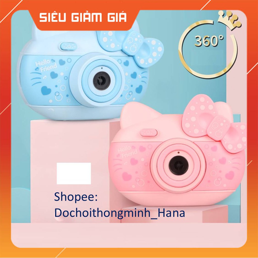 [ TẶNG KÈM PIN ] 💖 Phun bong bóng camera Hello Kitty  💖Đồ Chơi Phun bong bóng tự động có nhạc hình mèo Hello Kitty cute.