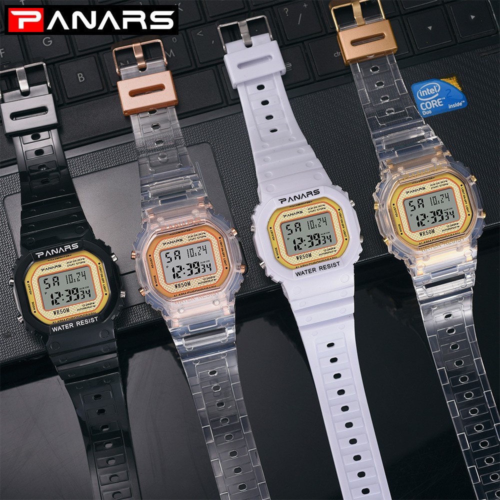 Đồng hồ thời trang nam PANARS 8131, đồng hồ điện tử đeo tay chính hãng dây trong suốt - TOP WATCH
