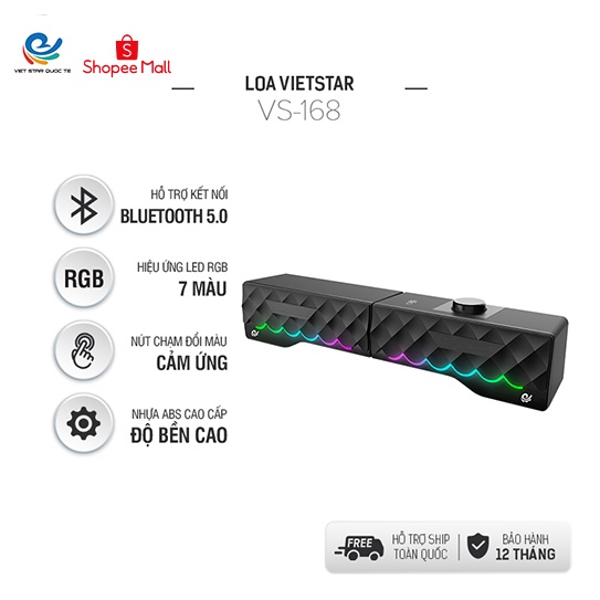 Loa vi tính bluetooh VS-168, USB hiệu ứng LED RGB,kết nối tai nghe, thanh âm tuyệt đỉnh,công suất lớn, bảo hành 12 tháng