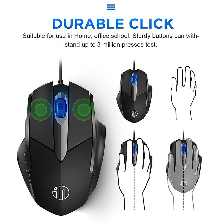 Chuột chơi Game có dây Inphic PW1 Led RGB 4000DPI, 6 nút bấm