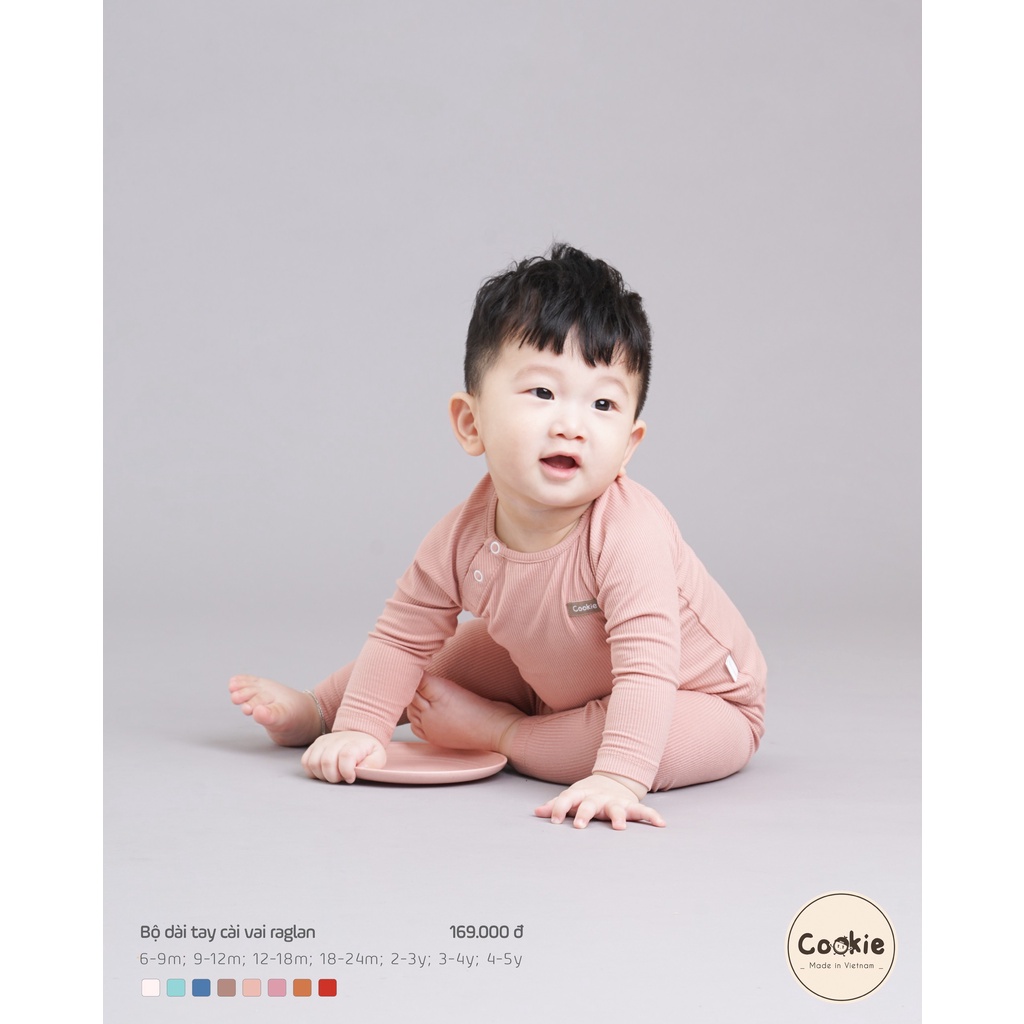 COOKIE Bộ raglan cho bé chất liệu tăm sợi tự nhiên an toàn cho da