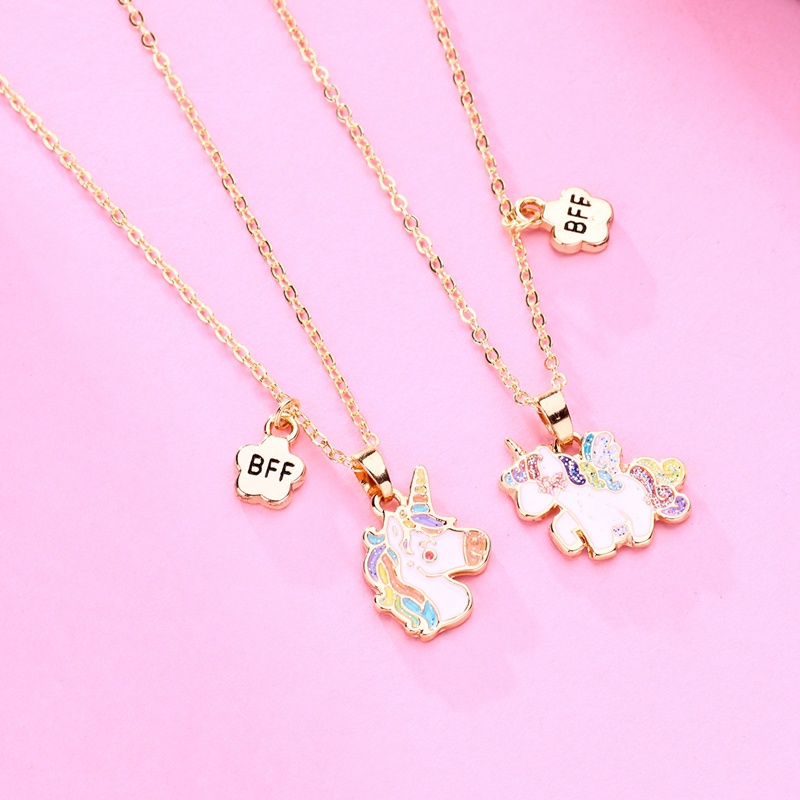 Set 2 Vòng cổ Mặt Kỳ Lân Hoạt Hình Nhiều Màu Sắc Độc Đáo