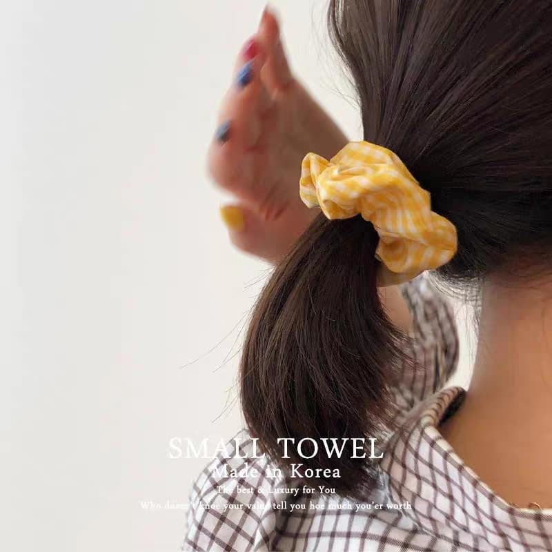 DÂY CỘT TÓC VẢI CARO SCRUNCHIES PHONG CÁCH VINTAGE 2021